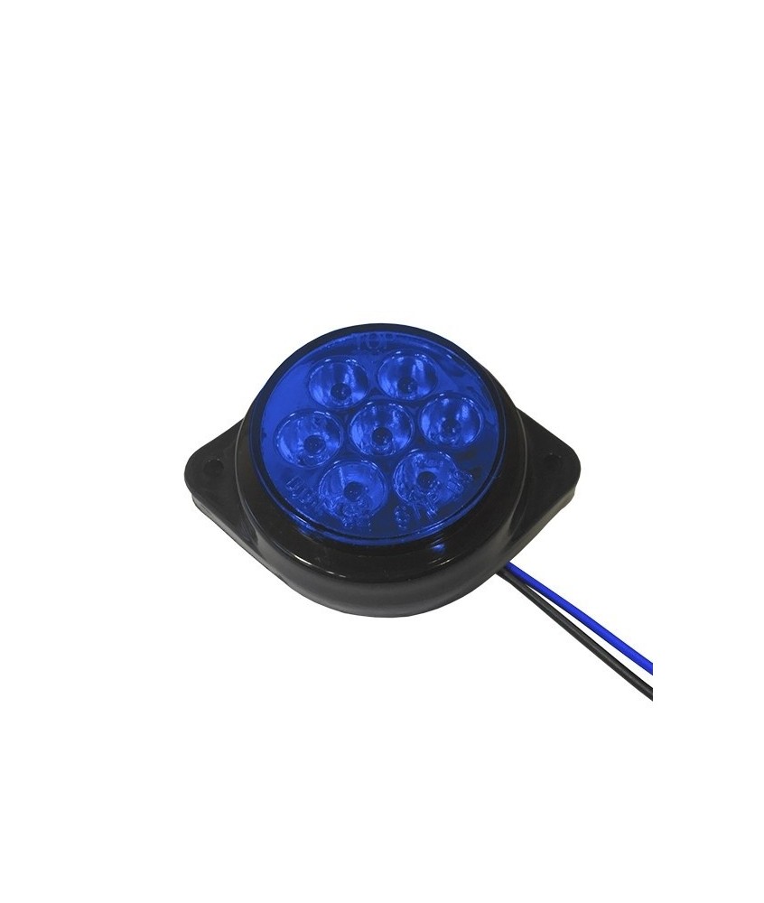 GloboStar® 115414 Πλευρικά Φώτα Όγκου Φορτηγών FLAT BULLET LED 7 SMD DC 24V Αδιάβροχο IP66 Μπλε